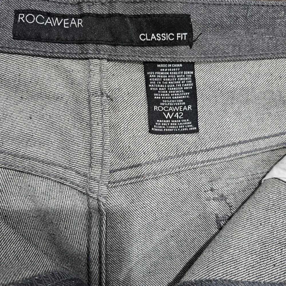 Rocawear‎ Men's Classic Fit Straight Leg Jeans Gray W42 Cotton Blend Denim Pants